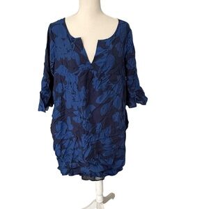 Gap Plus Size Floral Print Notched‎ V-Neck Flounce Sleeve Midi Dress 16 Women